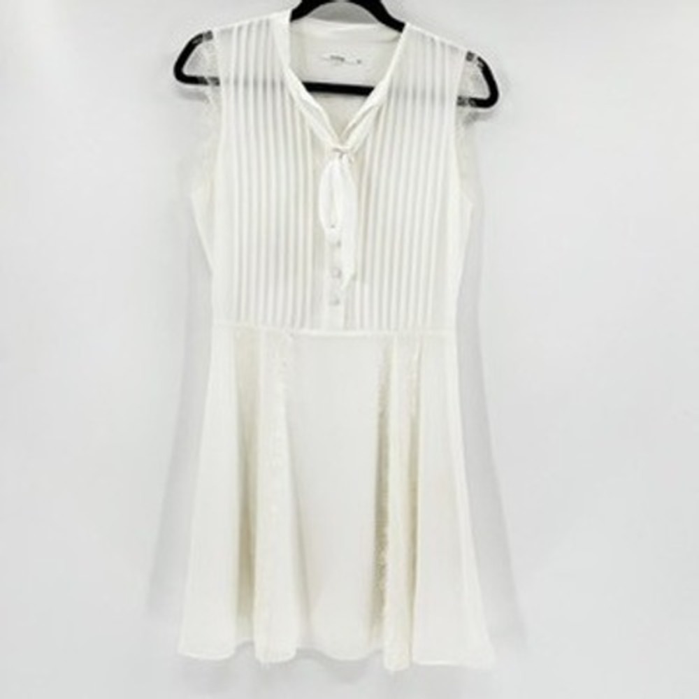 Tularosa White Pleated Tie Neck Sleeveless Mini Dress Size S - Picture 2 of 6